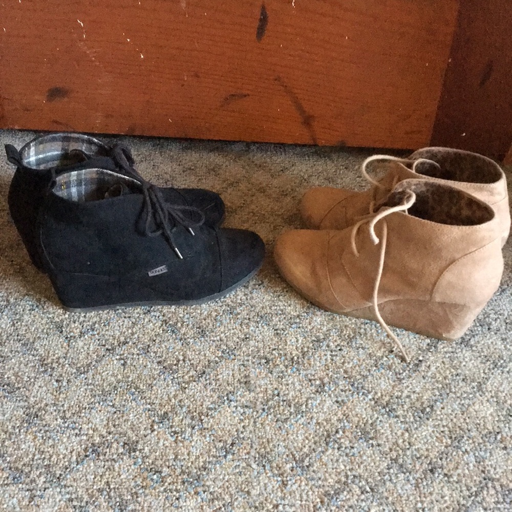 Suede wedge booties size 7 1/2
